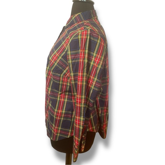 TALBOTS Plaid Tartan Perfect Shirt with Gold Buttons Women’s Plus 14 - Picture 3 of 10